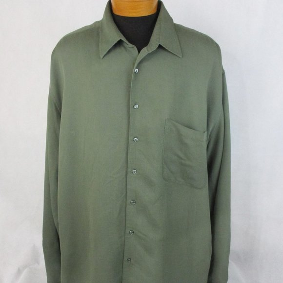 George Foreman Button Down Shirt Long Sleeve Olive - Picture 1 of 4